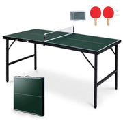 Tavolo da ping pong pieghevole 152,5x76 cm rete 2 racchette palline, Tavolo tennis portatile preassemblato salvaspazio Verde