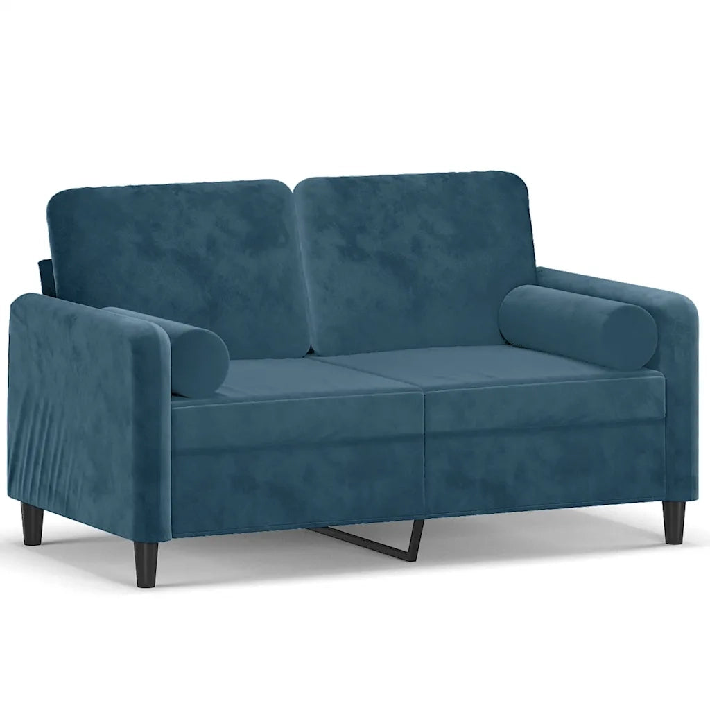 Divano a 2 Posti con Cuscini-Sofa 2 Posti con Cuscini Blu 120 cm in Velluto 268786