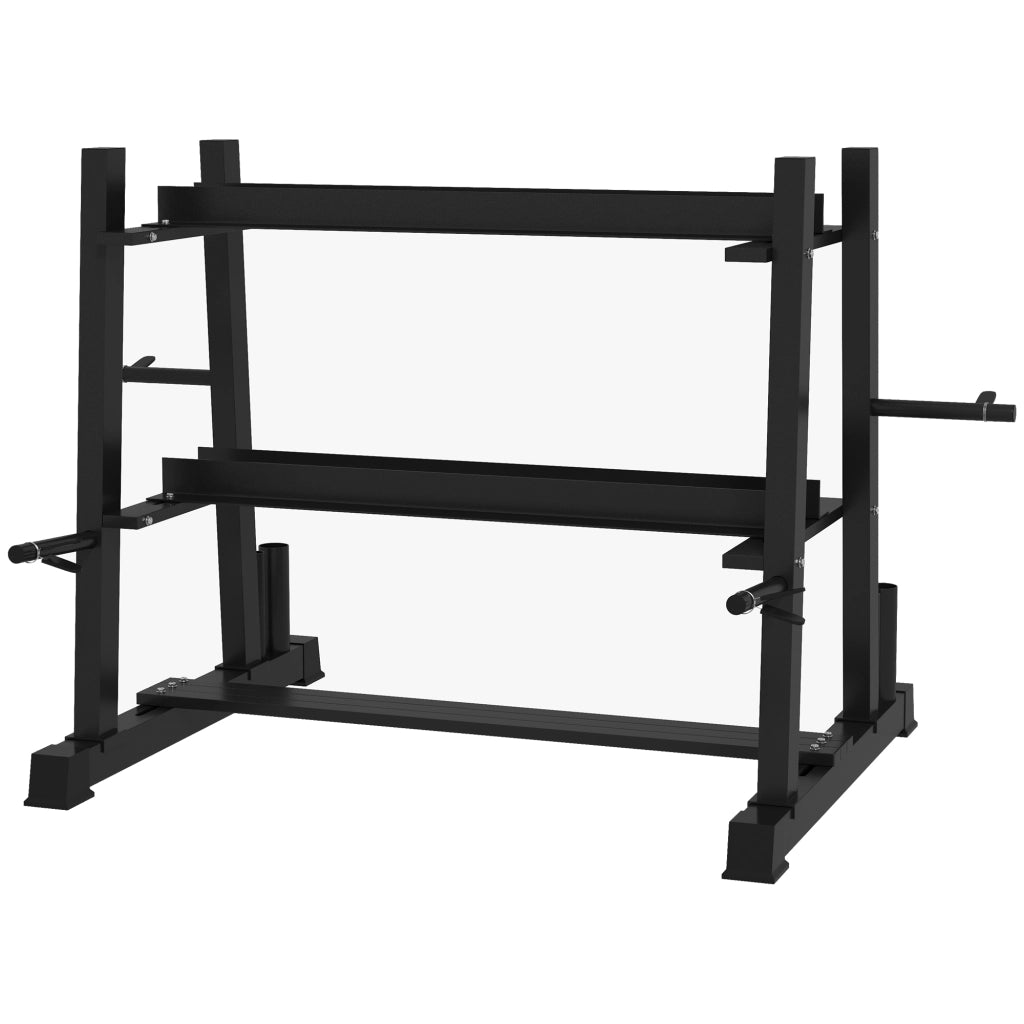 Rastrelliera per Manubri in Acciaio ¨C Xylo ¨C 4 Aste Regolabili, 131x75x80 cm, Nero