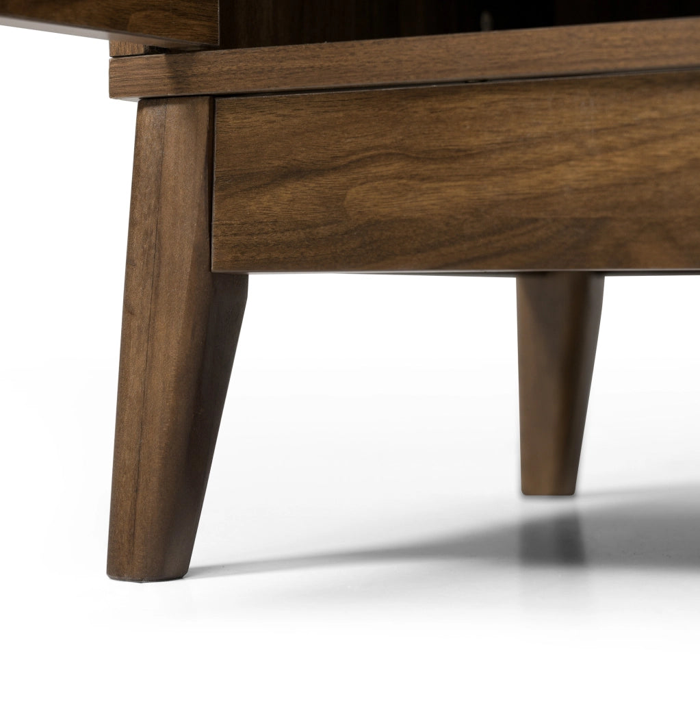 Credenza 120x40x77 cm con 3 cassetti e armadietto a 2 ante; ripiano regolabile in legno e metallo rovere scuro