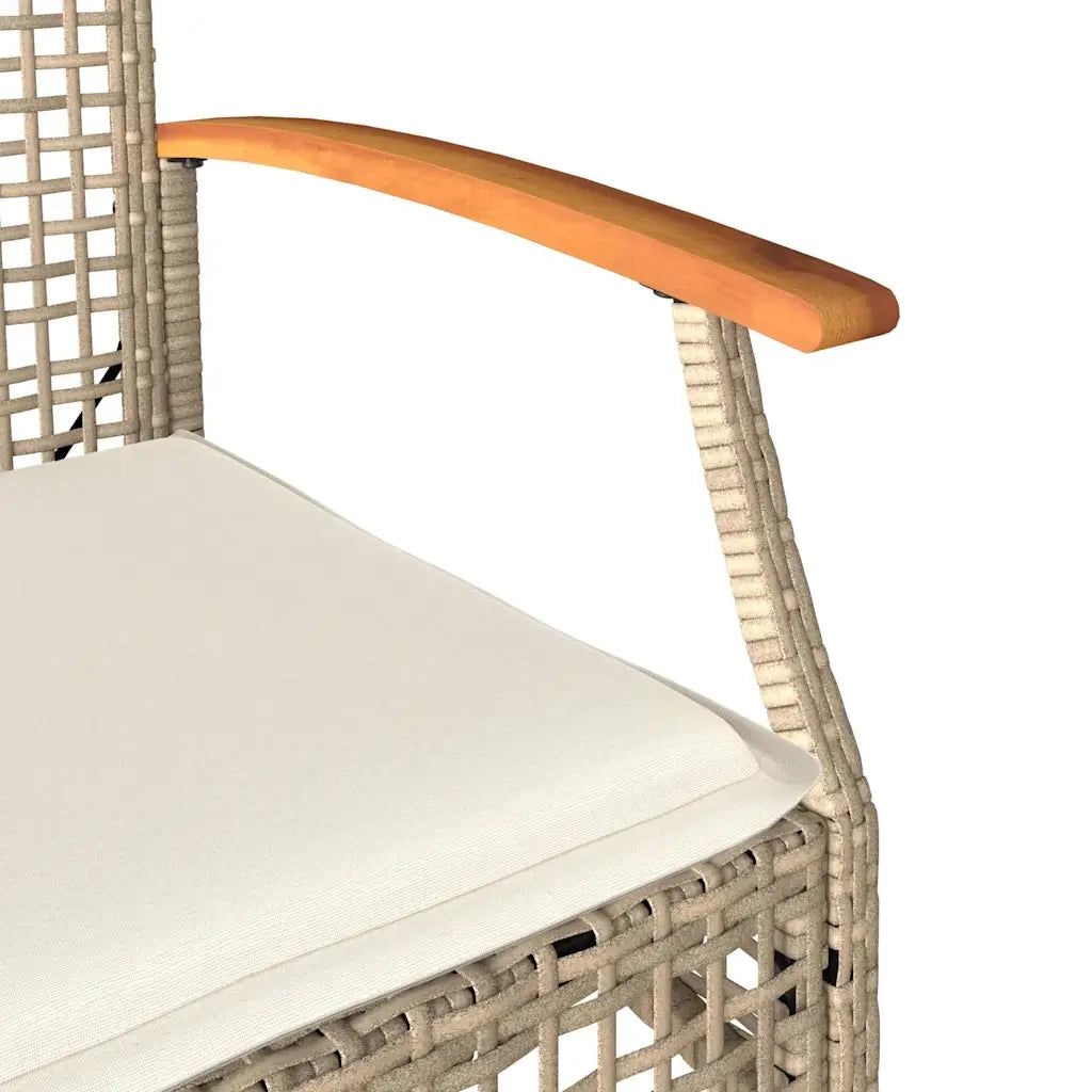 Set da Bistrò 3 pz con Cuscini Beige Polyrattan e Legno Acacia 366261