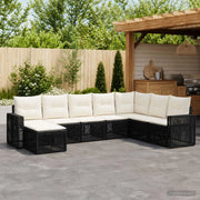 Set Divano da Giardino 8 pz Nero e Bianco Crema polyrattan 3435214