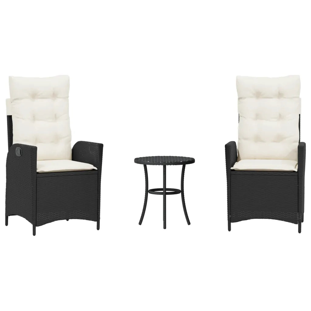 Set da Bistrò 3 pz con Cuscini Nero in Polyrattan 365272