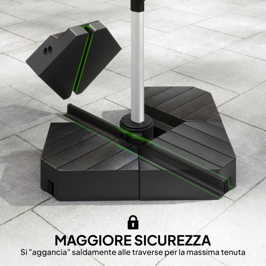 Set 4 Mattonelle Base per Ombrellone a Braccio ¨C Minimal ¨C Nero