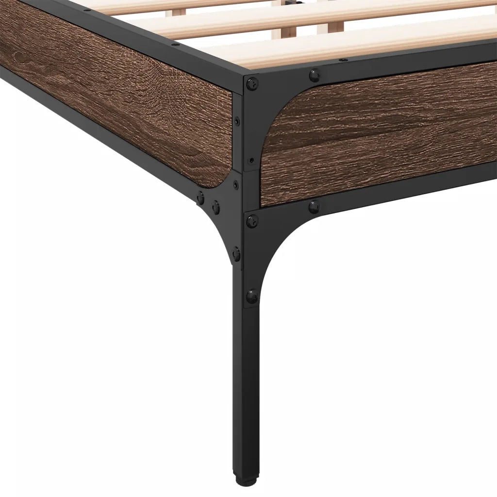 Giroletto-Struttura Letto Rovere Marrone 140x200cm in Legno Multistrato Metallo 684558