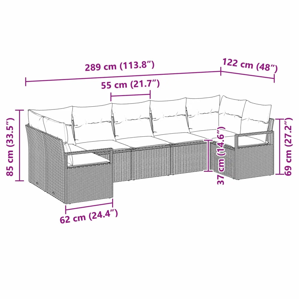 Set di divani con cuscino 7 pcs Grigio polyrattan 3346535