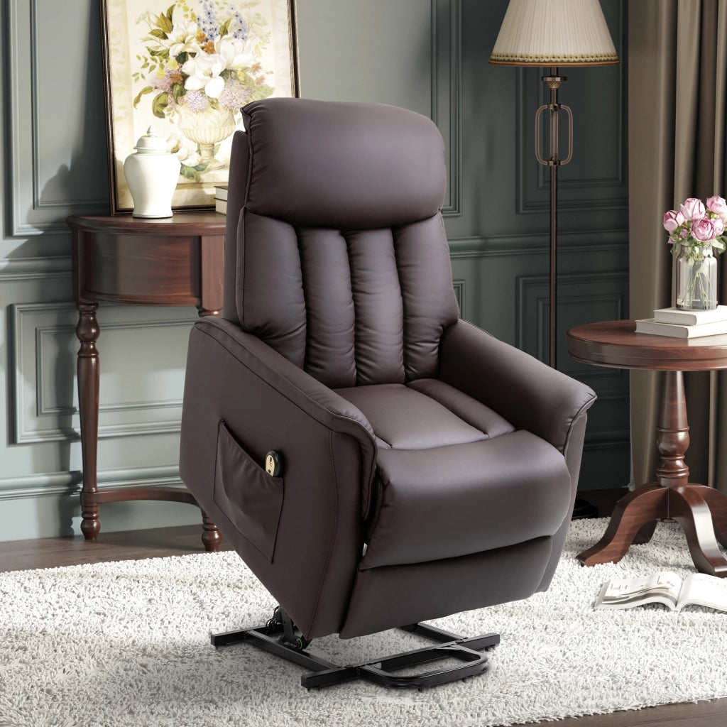 POLTRONA Relax Elettrica con Alzapersona 80x94x104 cm Marrone in Schiuma