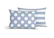 Coppia Federe Cuscino Letto Double Face 100% Cotone Disegno Pois GI - Federe - Azzurro