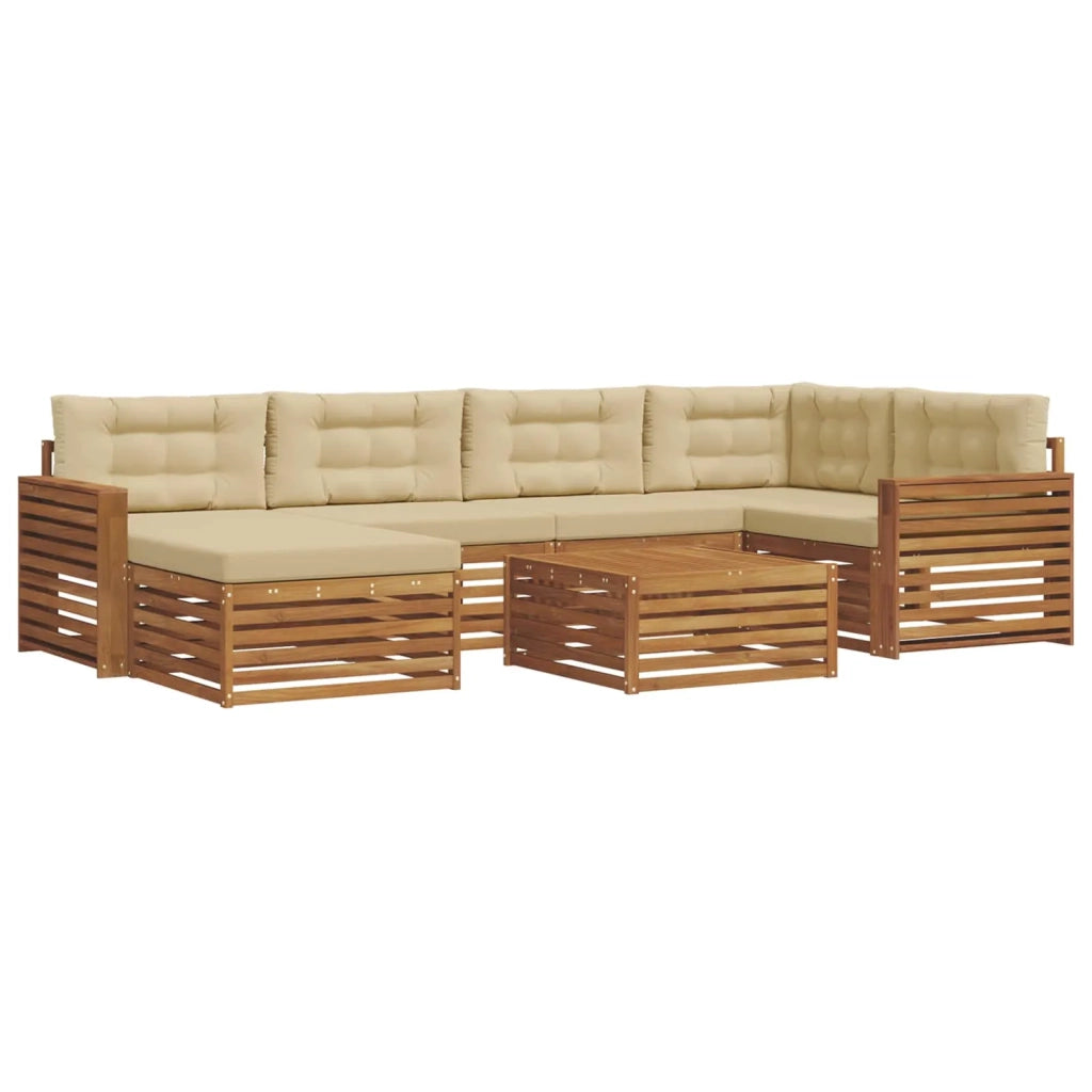 Set di divani da esterno con cuscino 7 pcs Naturale e Beige 3373788