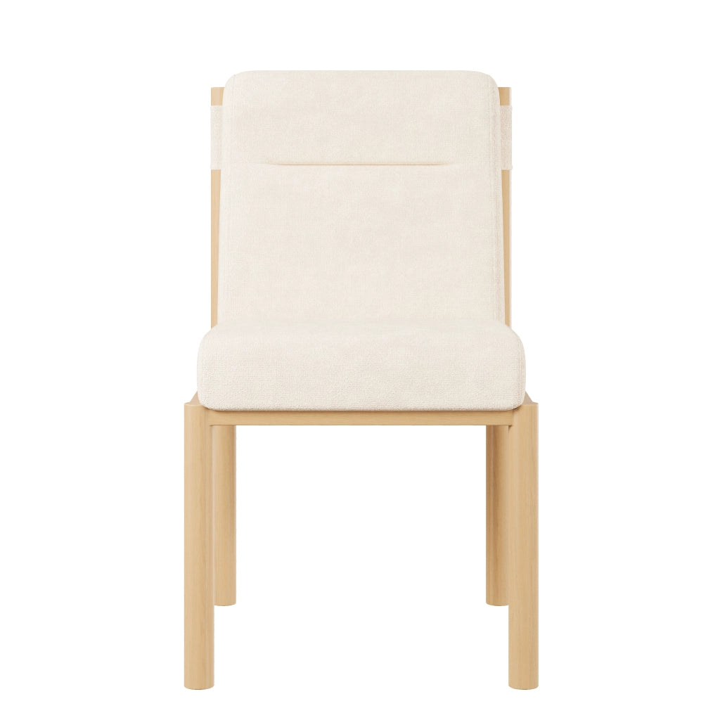 Set 4 Sedie da Pranzo ¨C Xylo ¨C Tessuto Sherpa Beige, Struttura Effetto Rovere, Imbottite