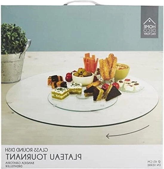 Piatto da Cucina 60x60 con Vaschetta Rotante 45 cm Cristallo 60x60
