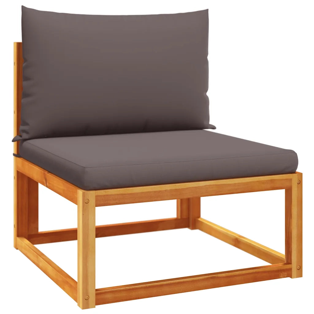 Divano da giardino senza braccioli con cuscini in legno di acacia e rattan 4008173