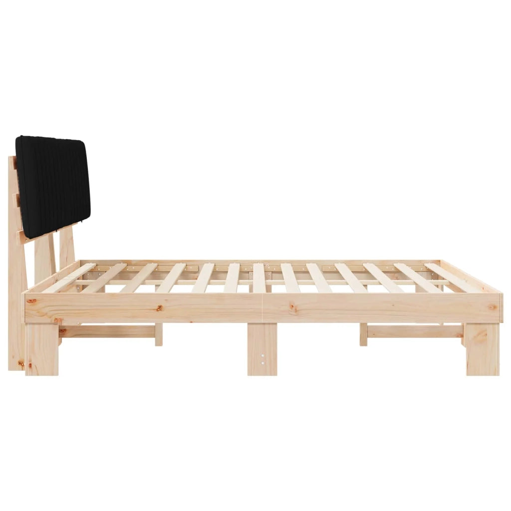 Letto con Testiera Rivestita Nero 180 x 200 cm Pino massello