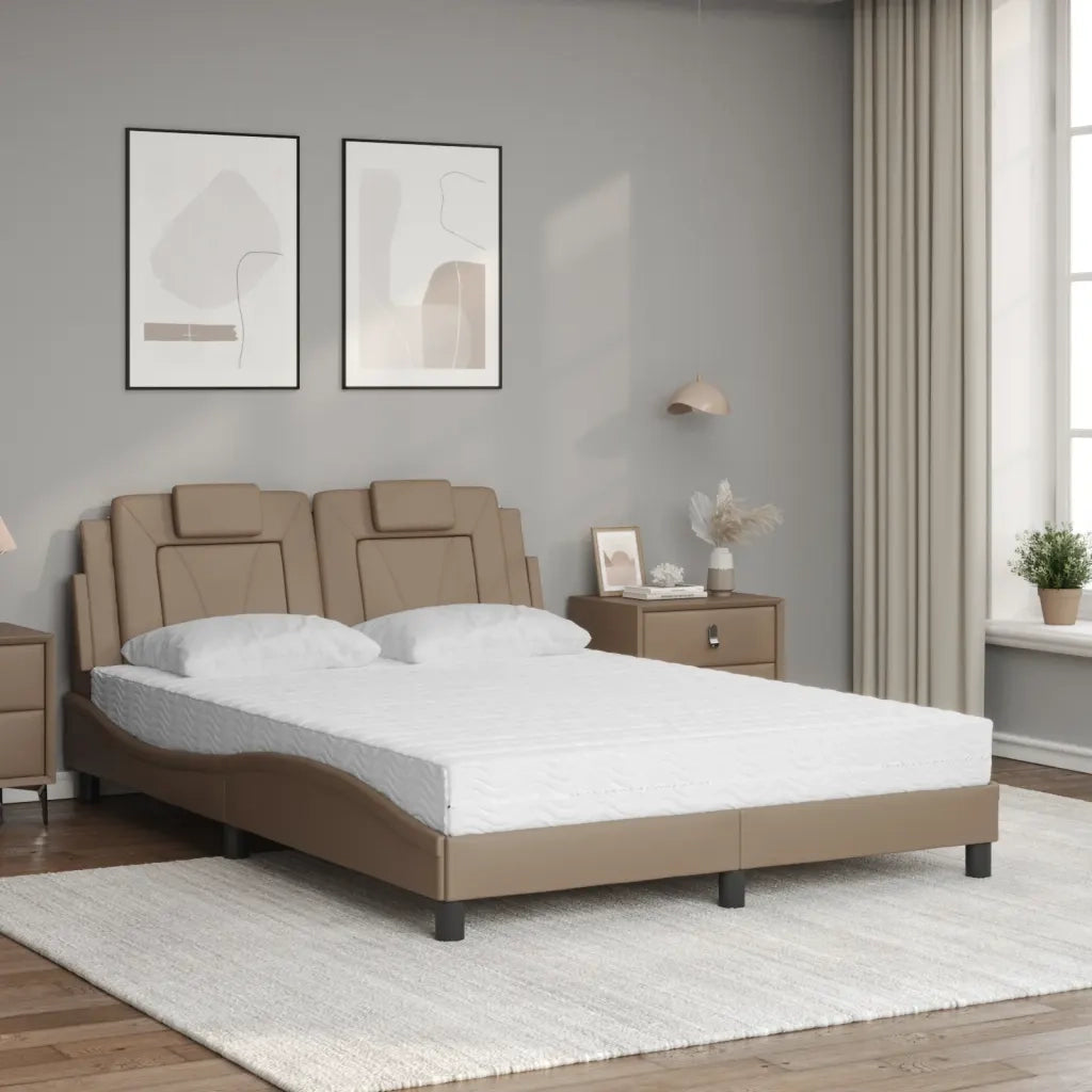 Letto matrimoniale | Letto per adulti | Letto Viana con Materasso Cappuccino 120x200cm Similpelle