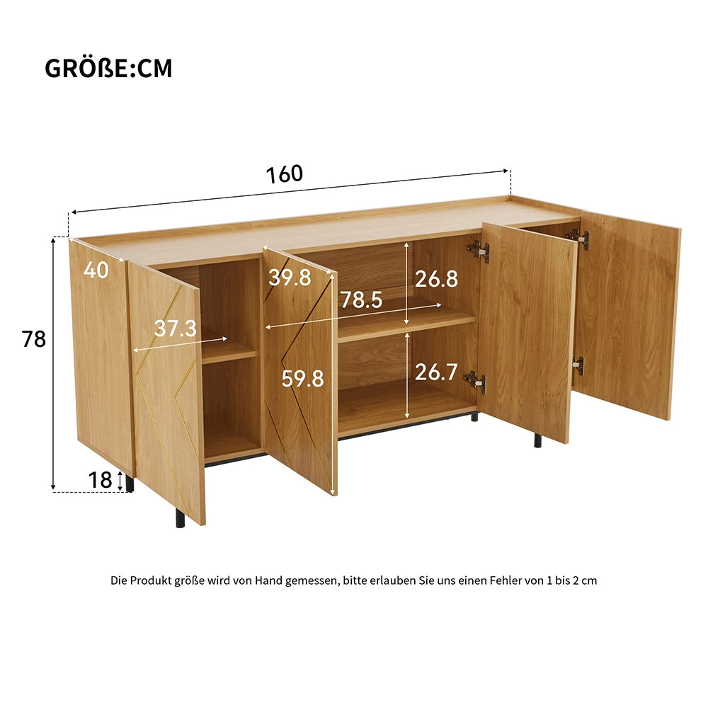 Buffet - Xylo - 4porte legno naturale 160x40x78cm