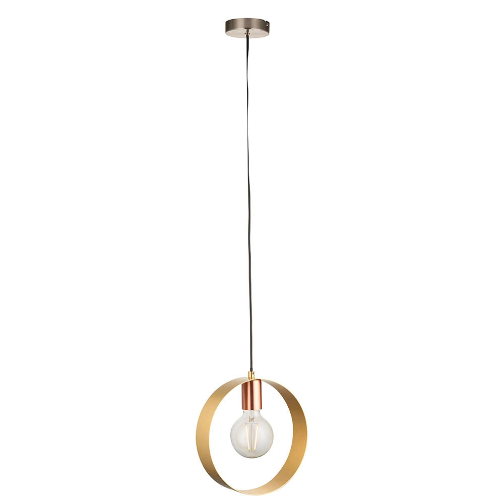 Lampada a sospensione HOOP anello ottone E27 Endon