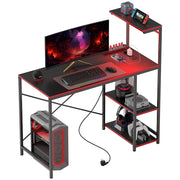 Scrivania Gaming con LED e Ripiani ¨C Zephmum ¨C Nero 110x50x75 cm