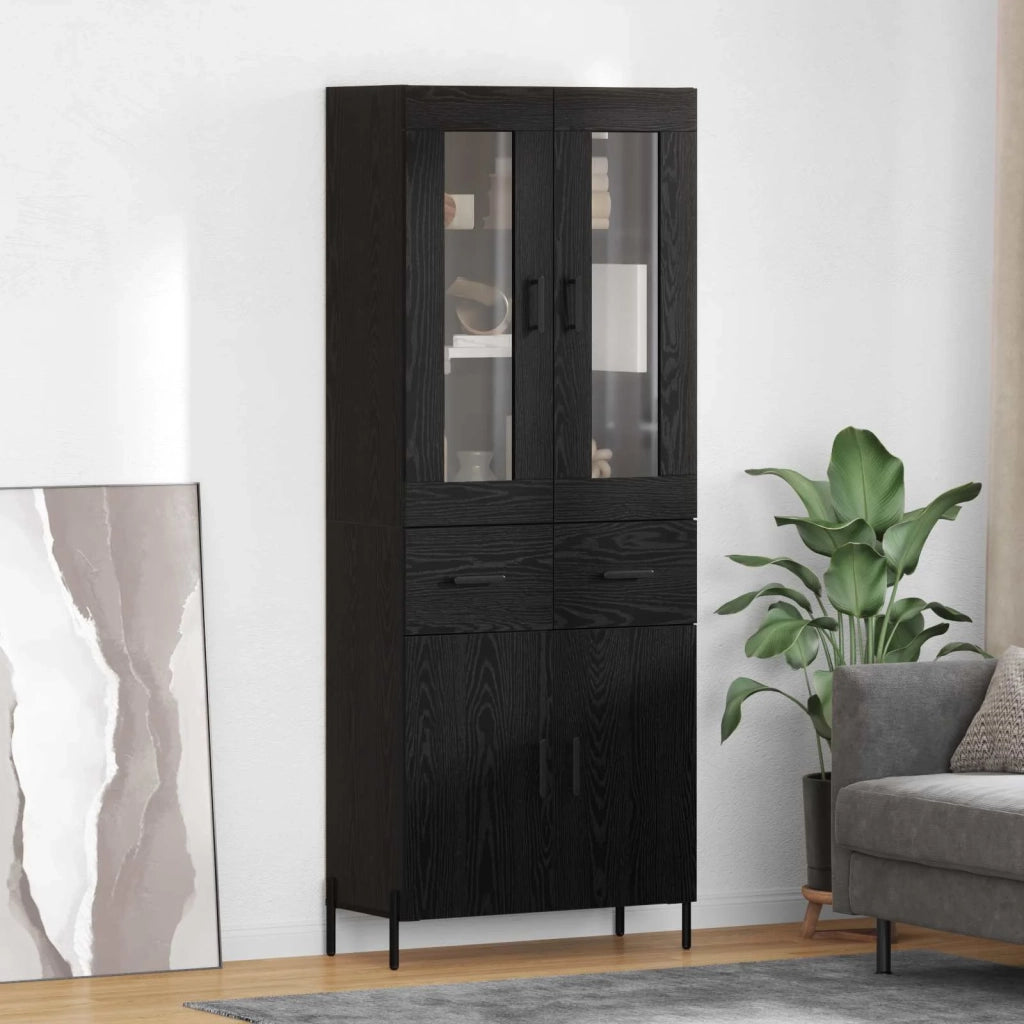 Credenza-Buffet-Armadio da cucina Rovere Nero 69,5 x 34 x 180 cm Legno multistrato 129320
