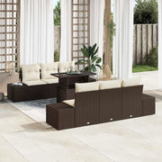 Set di divani con cuscino 7 pcs Marrone e Crema polyrattan 3349104