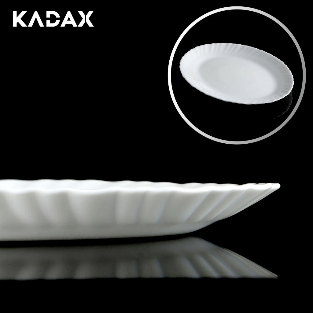 Piatto da portata ovale in vetro KADAX da 25 cm per snack, colore bianco
