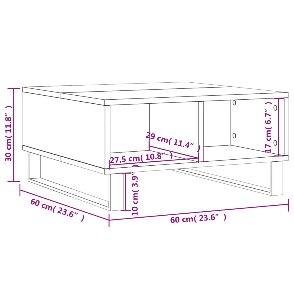 Tavolino da Salotto-Tavolino da soggiorno-Tavolo Grigio Sonoma 60x60x30 cm Legno Multistrato