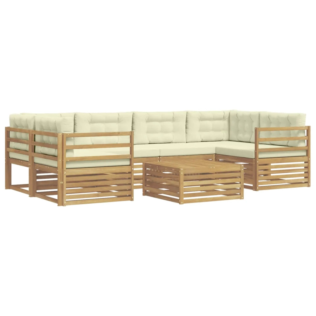 Set di divani da esterno 7 pz Bianco e Crema Poliestere 3390105
