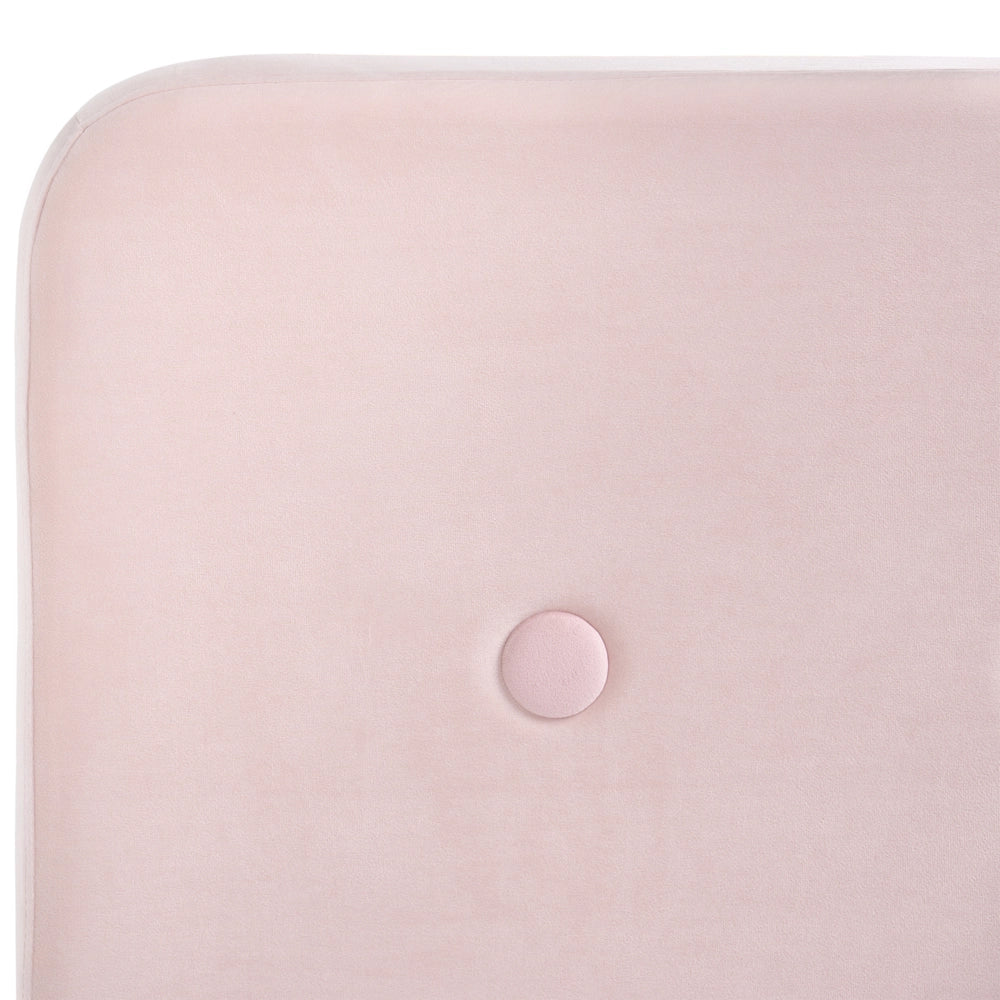 Letto con rete rivestito in velluto rosa pastello gambe in legno, 90 x 200 cm design moderno