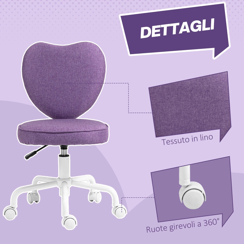 Sedia Poltrona Operativa da Cameretta a Forma di Cuore Viola