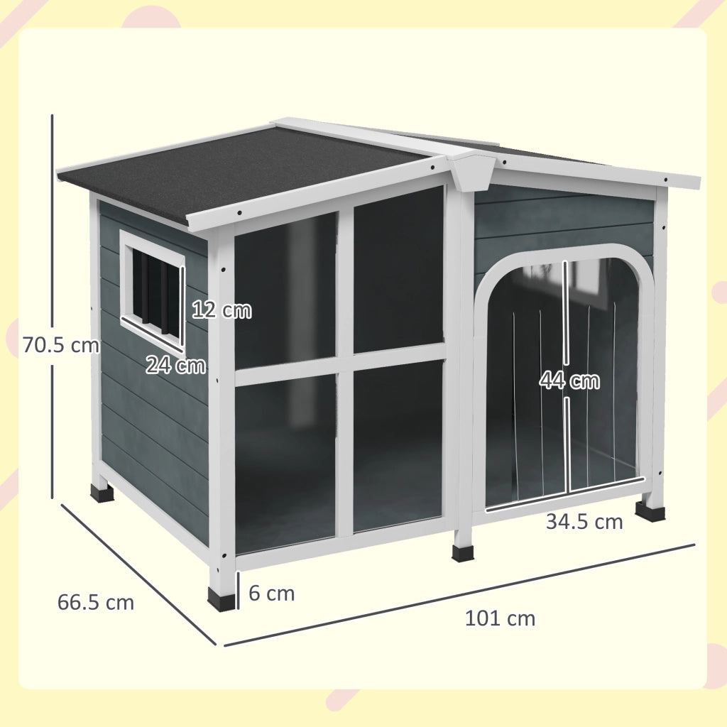 Cuccia per cani ¨C Xylo ¨C legno grigio 101x66.5x70.5 cm con tetto apribile