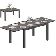 Tavolo da Giardino Allungabile ¨C Minimal ¨C Vetro Temperato, Alluminio, Nero, 140/240x90 cm