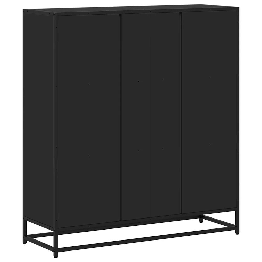 Libreria-Scaffale per Libri-Mobile di Stoccaggio Nera 97,5x33x107,5 cm in Truciolato e Metallo