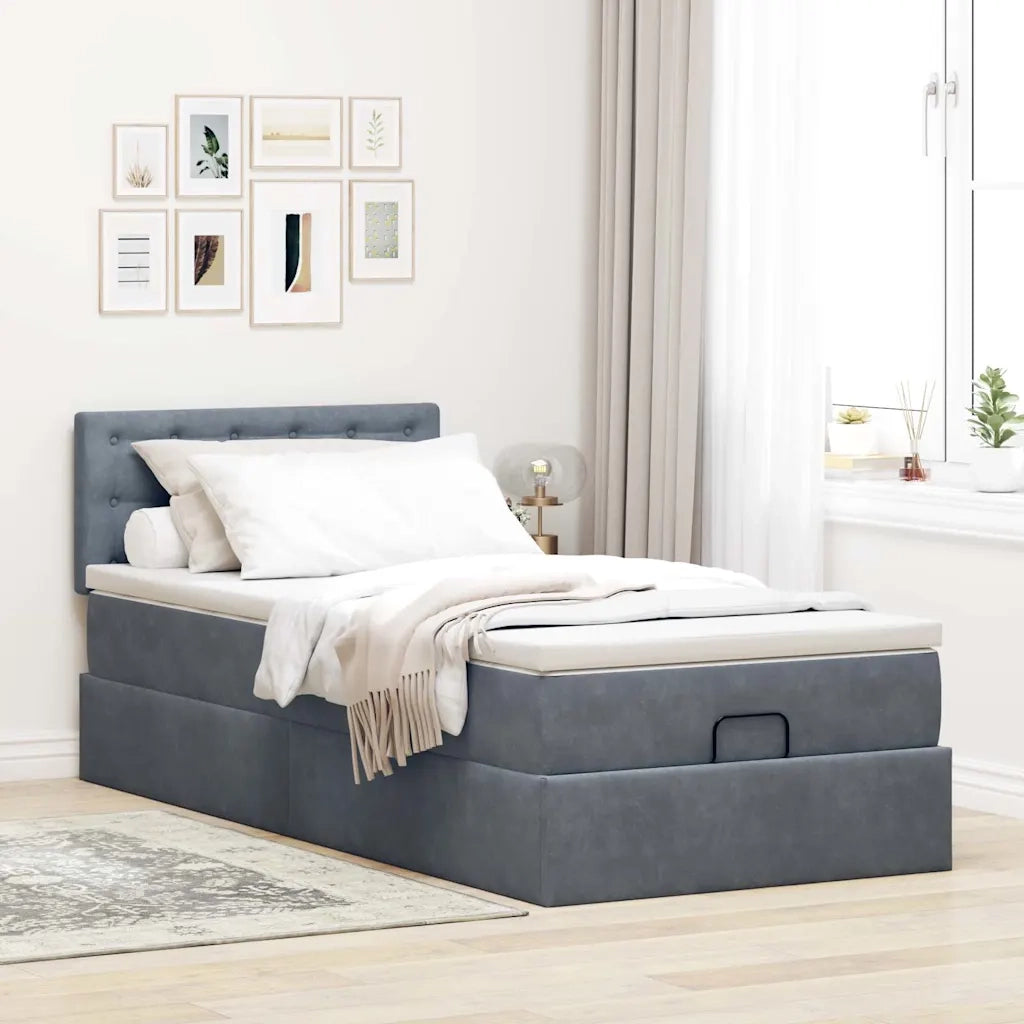 Struttura Letto Pouf con Materasso 100x200 cm Velluto 3311898