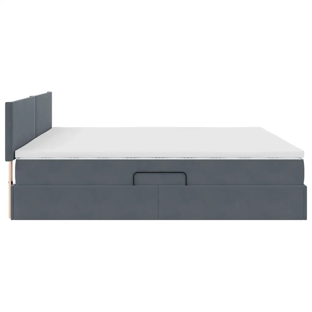 Letto con contenitore e LED Grigio scuro 200 x 200 cm Velluto 3371356