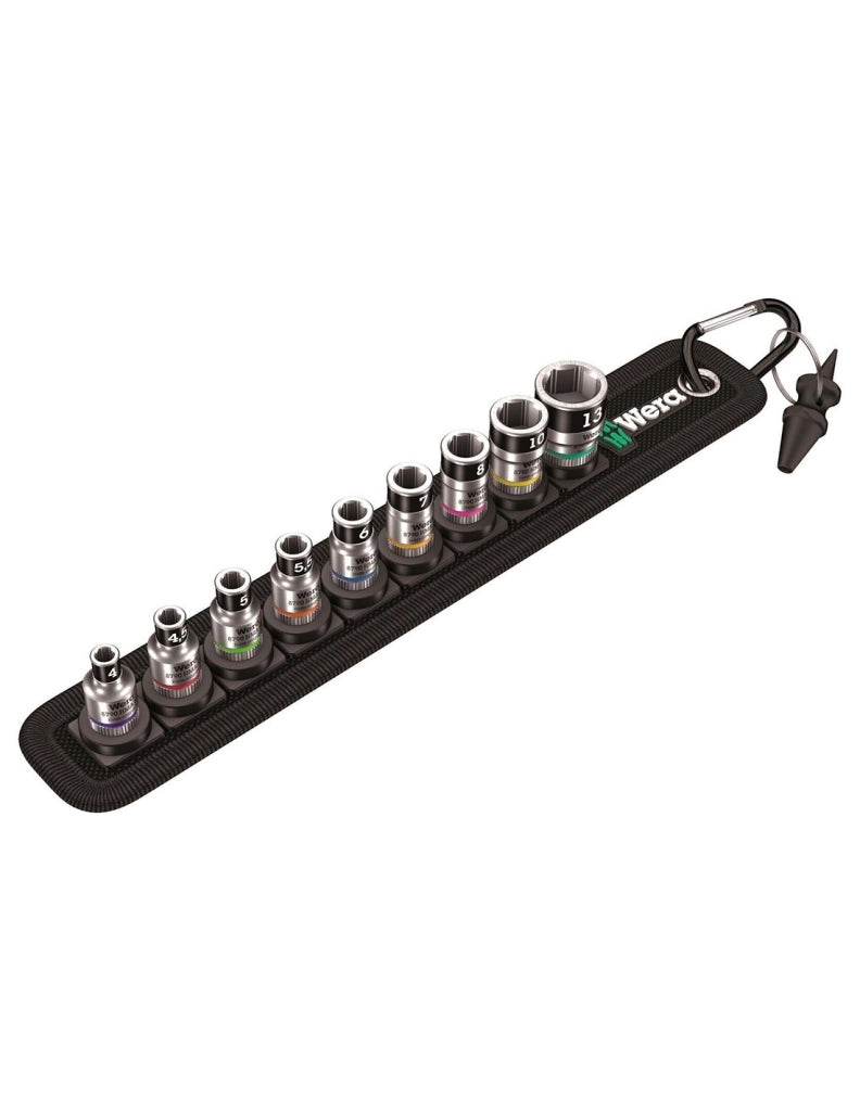 Set di 9 bussole Zyklop 1/4" con funzione di ritegno WERA Belt A 1