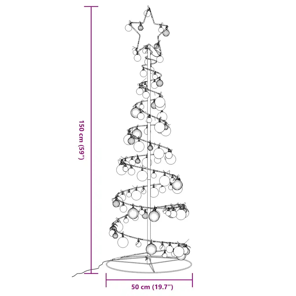 Albero di Natale a LED con Palline 100 LED Bianco Caldo 150 cm 3318567