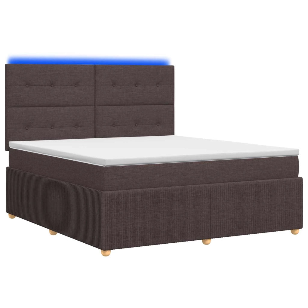 Letto Box Spring LED con Materasso Marrone Scuro 180 x 200 cm 3455919