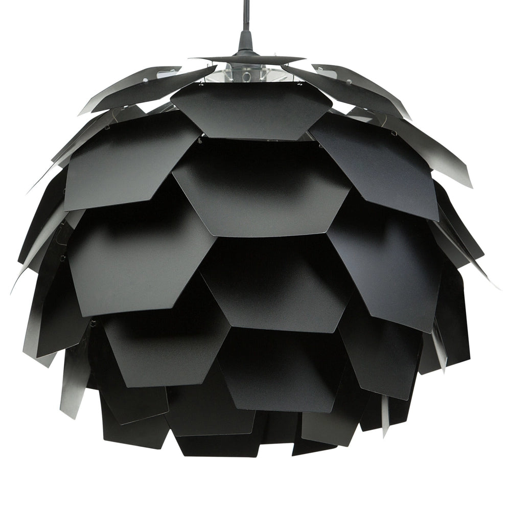 Lampadario Lampada a Sospensione con paralume a pigna in plastica di colore nero soggiorno stile moderno