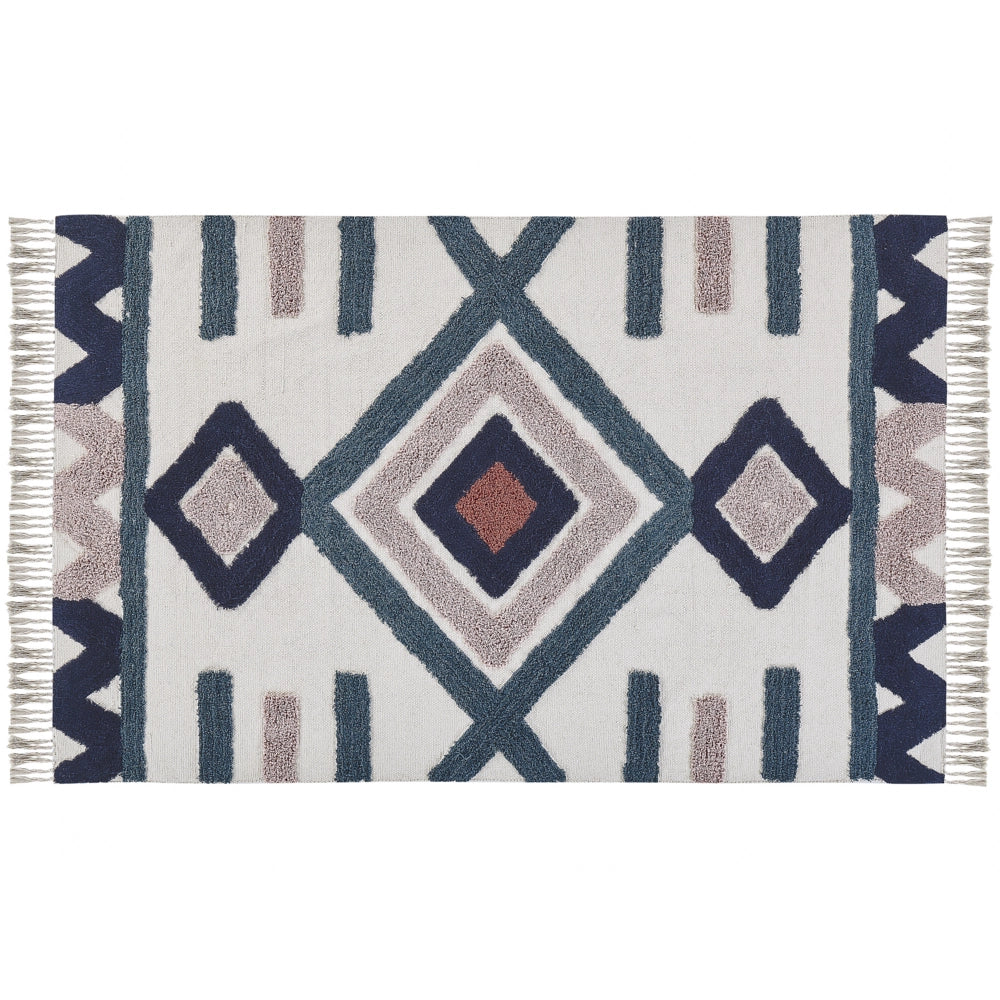 Tappeto di cotone Multicolore con motivo geometrico fatto a mano 160 x 230 cm