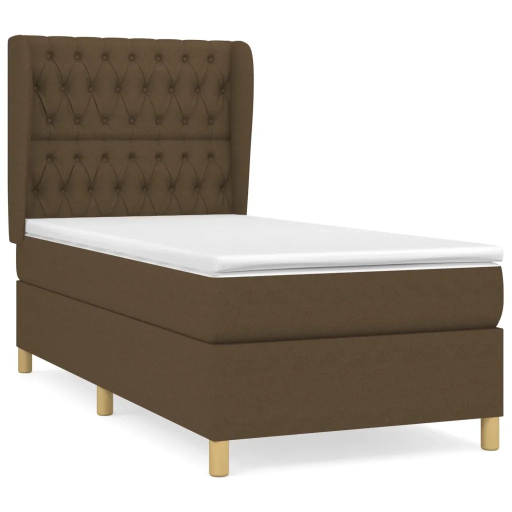 Giroletto a Molle con Materasso Marrone Scuro 100x200cm Tessuto 3128744