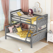 DESMIU Letto a castello 90 × 200 cm e 140 × 200 cm 2 posti con scala, sponde di sicurezza, senza materasso, grigio