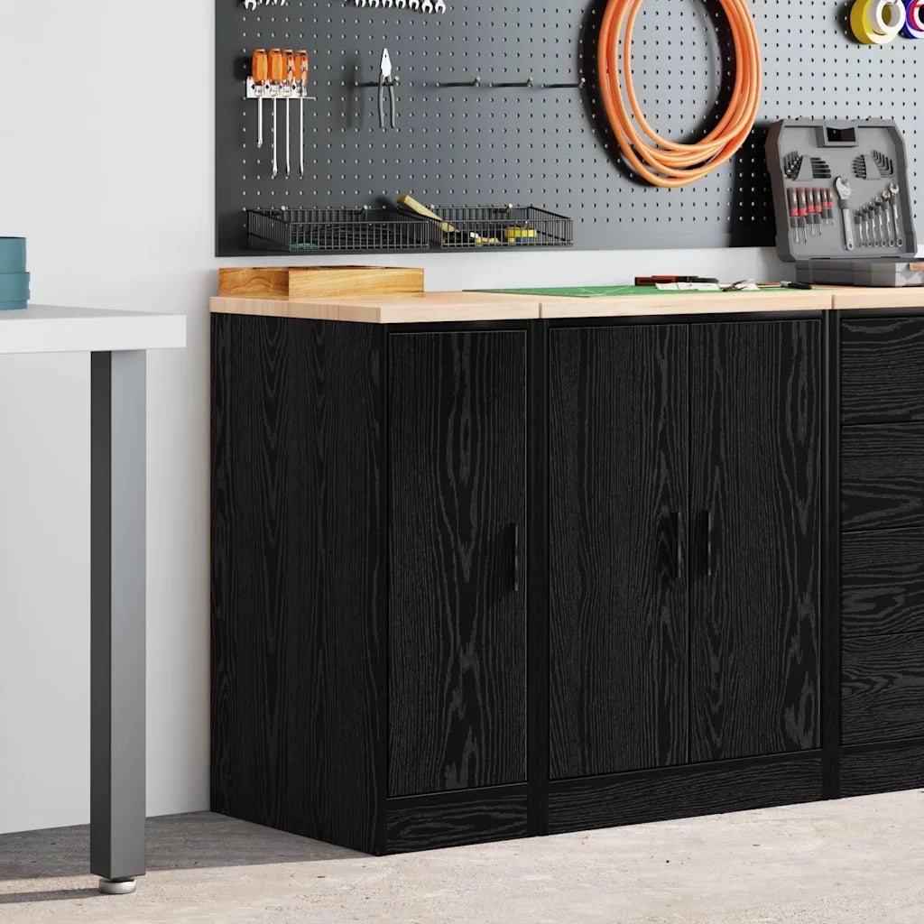 Armadietto da Garage Nero 30x51x85 cm in Legno Massello di Pino 860554