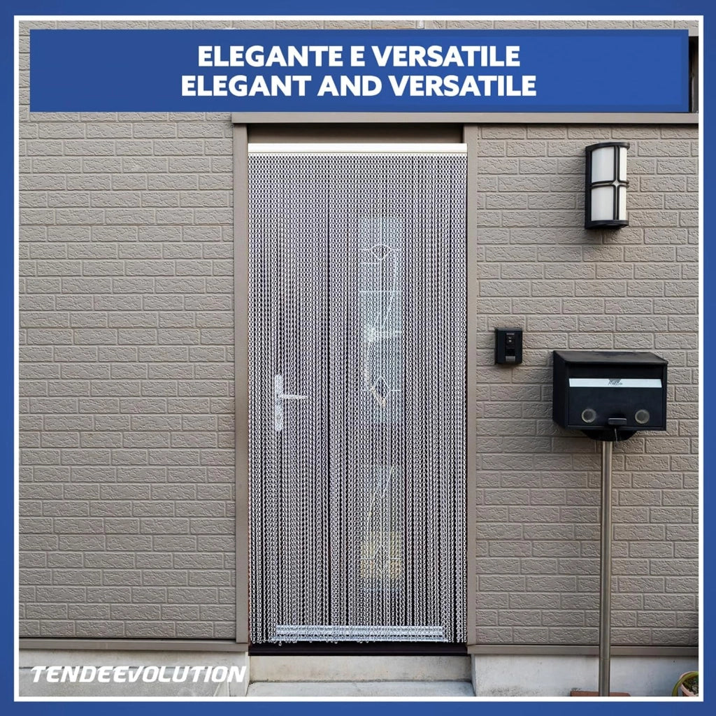 Tenda Catena Antimosche Alluminio Argento | Largh. 1,40m x Alt. 2m | Protezione Insetti, Porta, Esterno, Interno, Casa, Ufficio