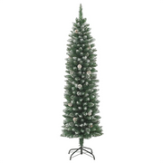 Albero di Natale Artificiale-Albero Natalizio Sottile con Base 210 cm PVC