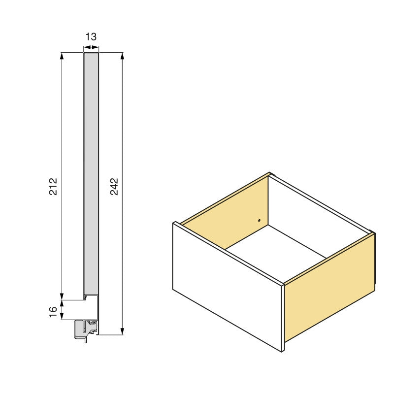 Cassetto esterno Vertex 60kg, altezza 242 mm, profondità 500 mm, Acciaio, Grigio antracite