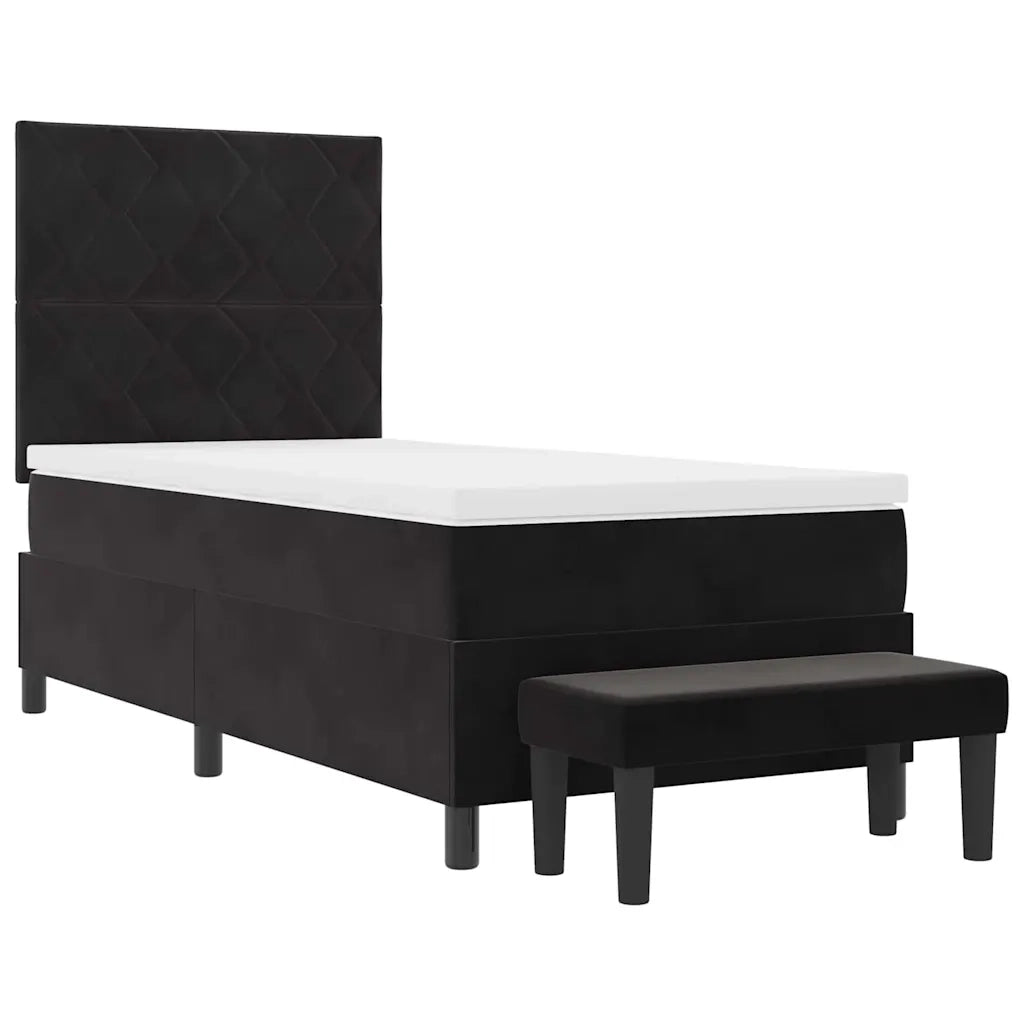 Letto a molle con materasso Nero 100 x 200 cm Velluto