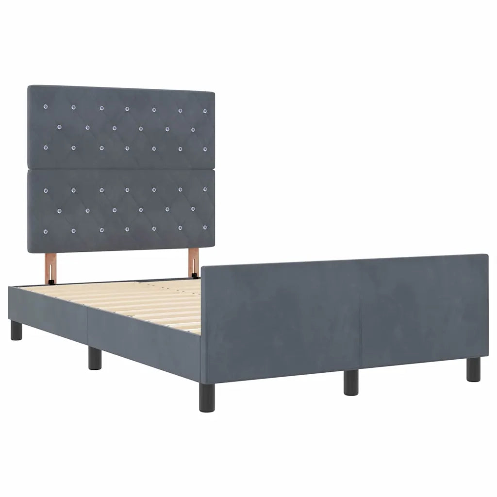 Letto a molle con testiera Grigio scuro 120 x 200 cm Velluto 3344862