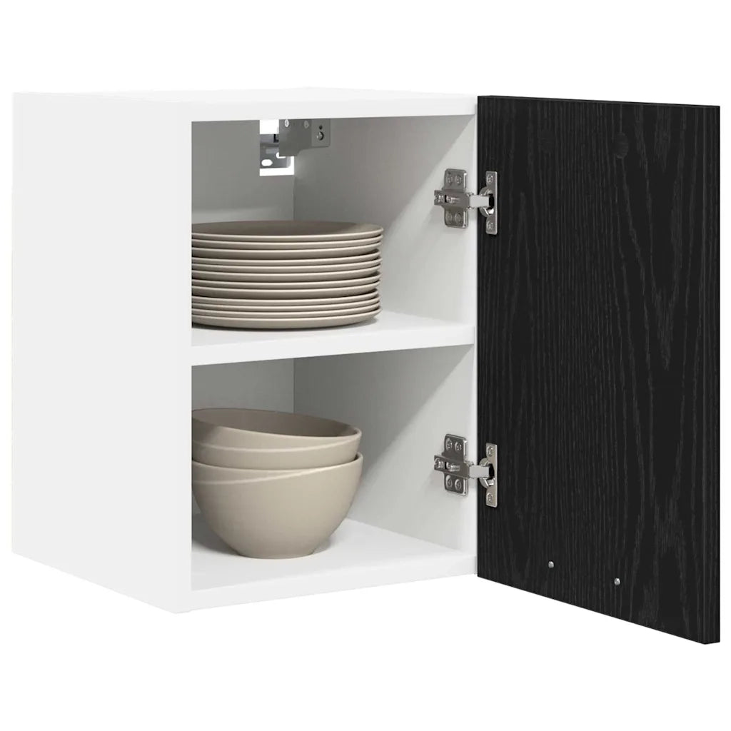Armadio pensile con porta Rovere Nero e Bianco 30 x 31 x 40 cm 884116