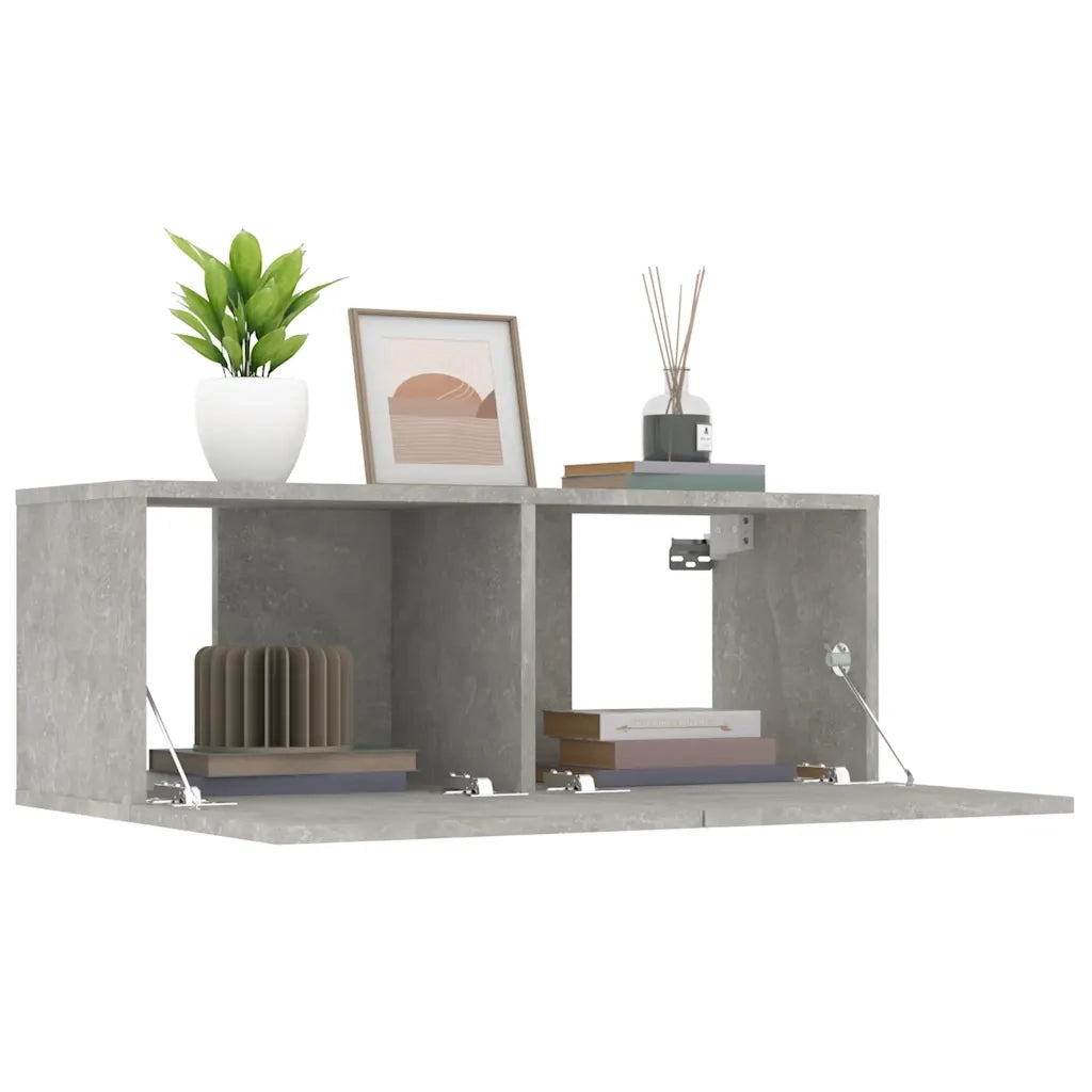Mobili TV 2 pz-Credenza TV-Console TV Grigio Cemento 80x30x30 cm in Legno Multistrato