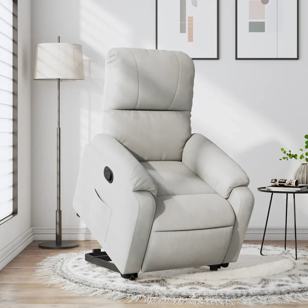 Poltrona Alzapersona Reclinabile Grigio Chiaro Microfibra
