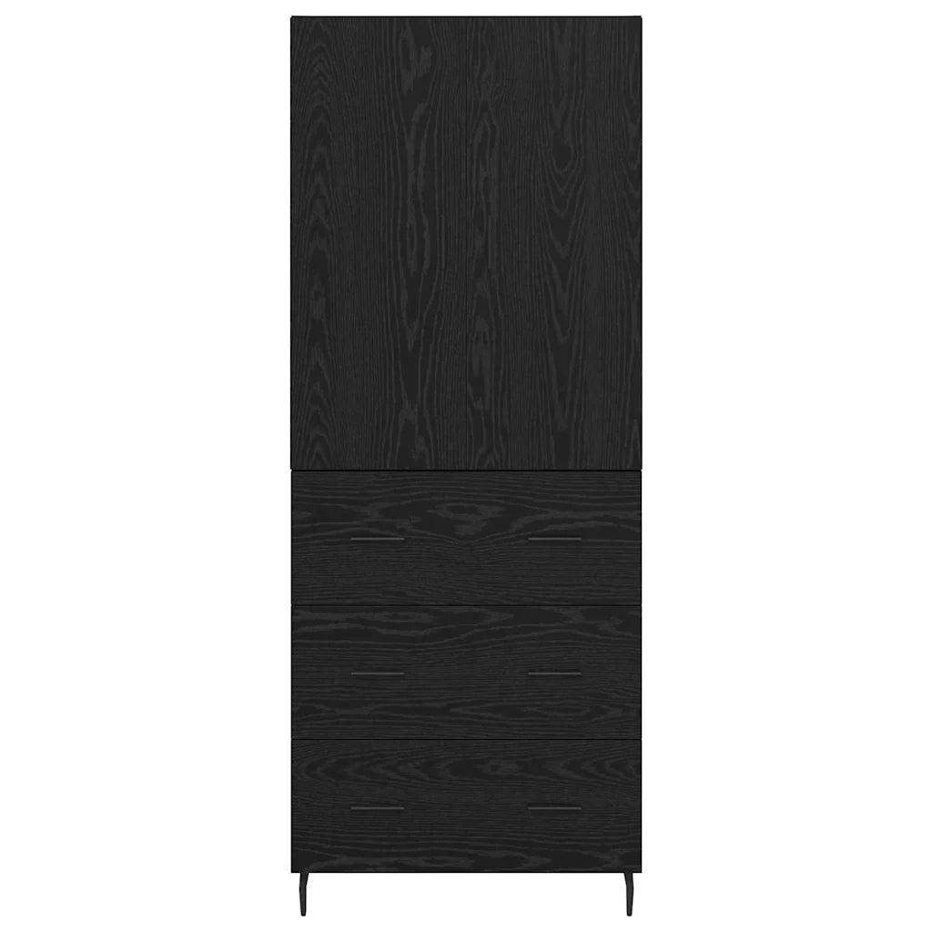 Credenza con Cassetto-Buffet-Armadio da cucina Rovere nero 69,5 x 34 x 180 cm 639587